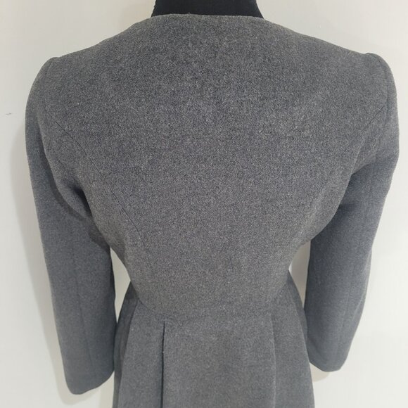 Bebe Wool Blend Snap Enclosure Peplum Coat Size XS Charcoal Gray Feminine Dressy - Picture 11 of 13